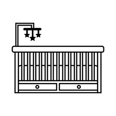 Baby crib icon vector. Cot illustration sign. Crib symbol or logo.
