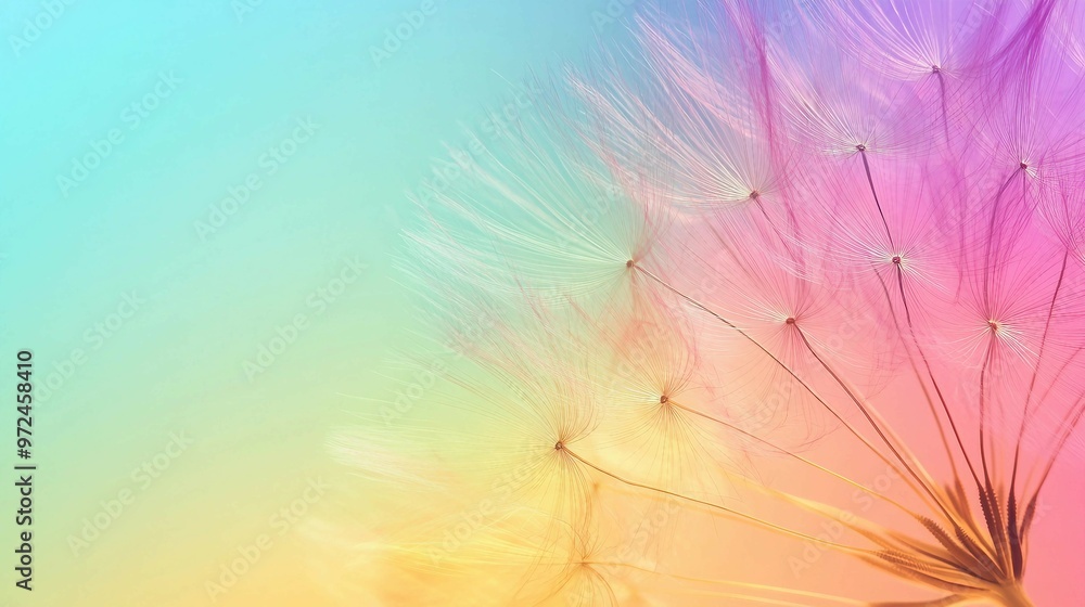 Wall mural Vibrant Rainbow Dandelion Yellow Design with Copy Space - Abstract Gradient Background for LGBTQ Pride Concept