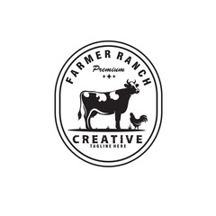 Retro Vintage Cattle Angus Livestock Beef Emblem Label logo design vector