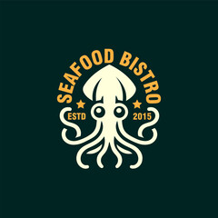 squid seafood badge logo vector graphic template