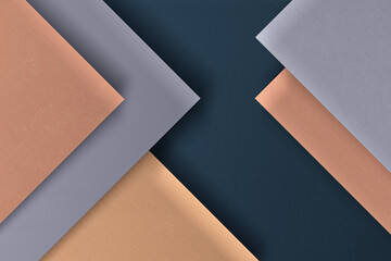 Chic 3D material design textures, combining matte and metallic surfaces in cool and warm tones, ideal for a refined and elegant background
