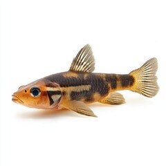 Obraz premium Vibrant Dwarf Loach: Realistic Freshwater Fish with Lifelike Texture on White Background