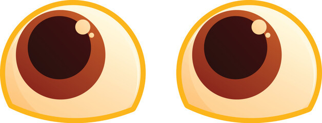 Two cartoon eyes staring with wide open pupils, a funny illustration for diverse concepts