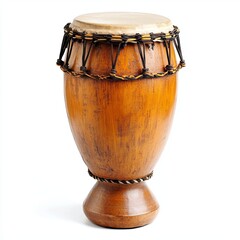 Conga drum or tumbadora isolated on white background. Concept, musical instrument for rhythm of music to make more fun for performing on dancing with conga latin rhythm.
