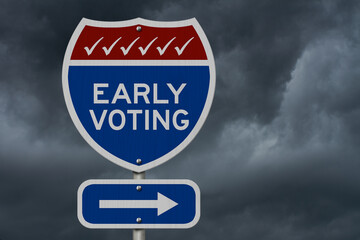  Early Voting message sign with stormy sky