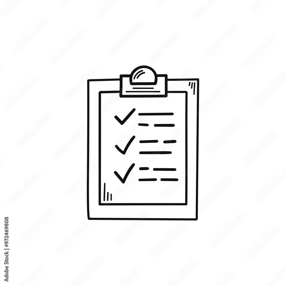 Poster hand drawn memo paper sheet icon in flat style. checklist vector illustration on isolated background