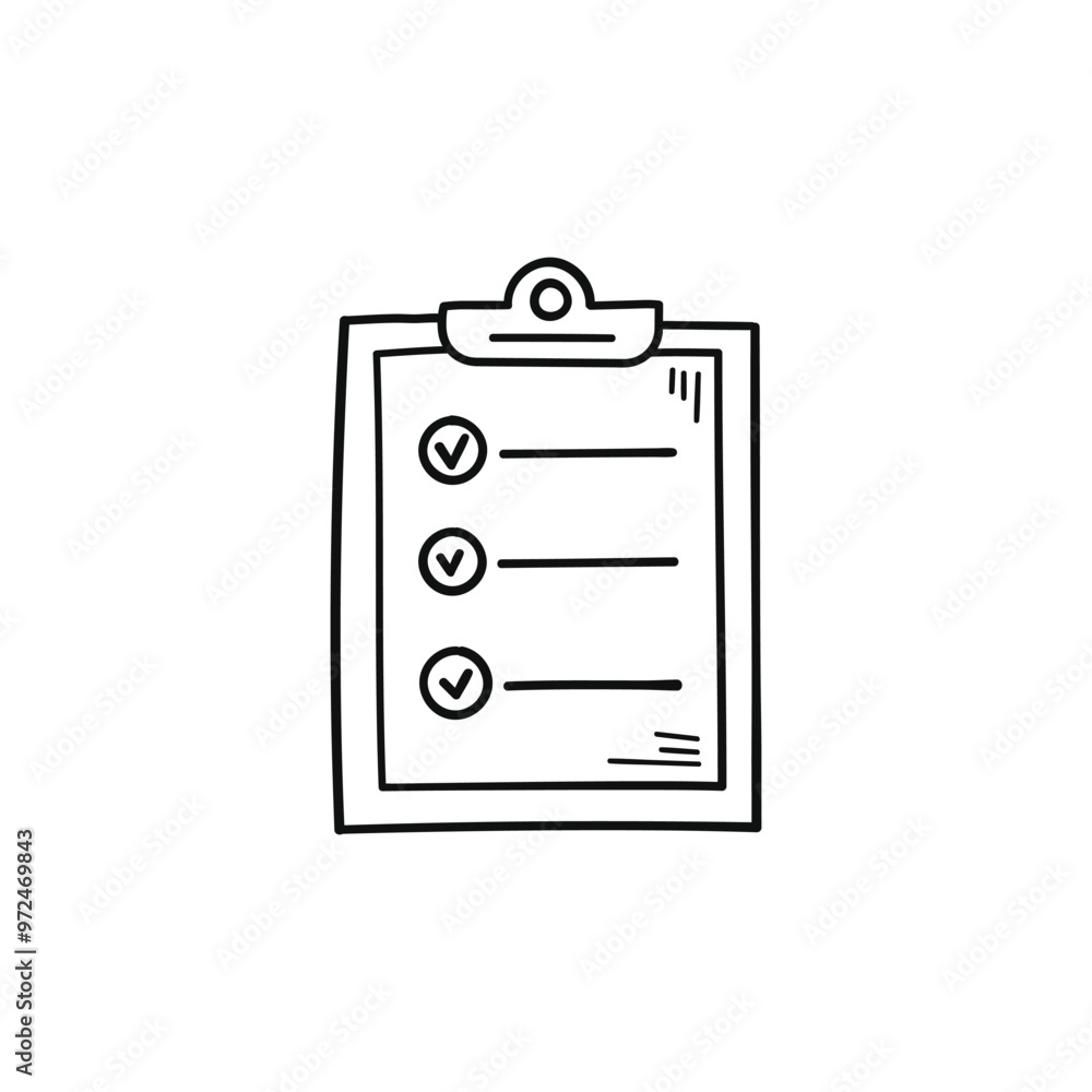 Poster hand drawn memo paper sheet icon in flat style. checklist vector illustration on isolated background