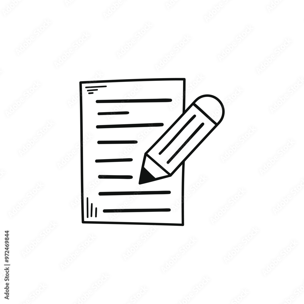 Poster hand drawn memo paper sheet icon in flat style. checklist vector illustration on isolated background