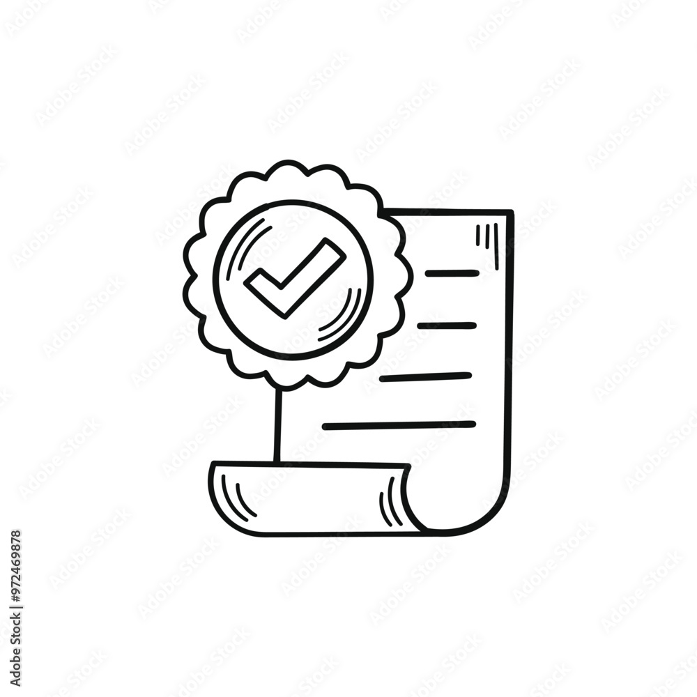 Poster hand drawn memo paper sheet icon in flat style. checklist vector illustration on isolated background