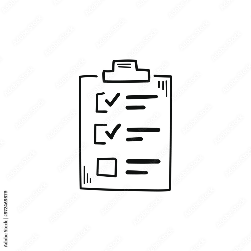 Poster hand drawn memo paper sheet icon in flat style. checklist vector illustration on isolated background
