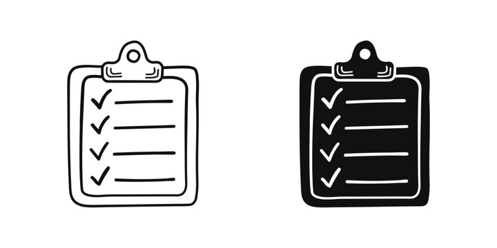 Hand drawn memo paper sheet icon in flat style. Checklist vector illustration on isolated background. To do list sign business concept.