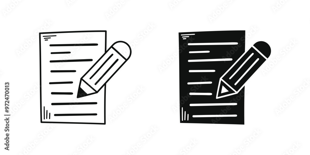 Poster hand drawn memo paper sheet icon in flat style. checklist vector illustration on isolated background