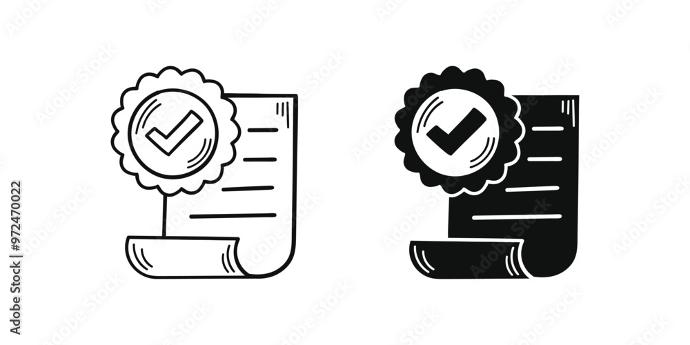 Poster hand drawn memo paper sheet icon in flat style. checklist vector illustration on isolated background