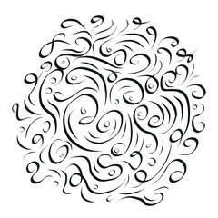 Hand drawn decorative curls and swirls icon in flat style. Doodle sketch vector illustration on isolated background. Chaotic random waves sign business concept.