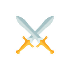 Obraz premium Old medieval sword icon in flat style. Weapon vector illustration on isolated background. Razor blade sign business concept.
