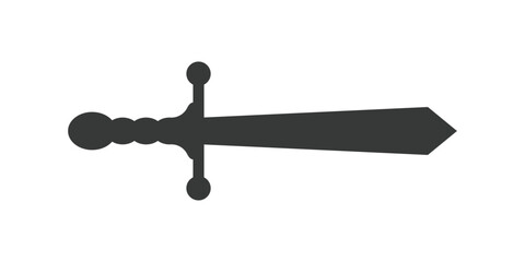 Old medieval sword icon in flat style. Weapon vector illustration on isolated background. Razor blade sign business concept.