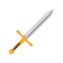 Old medieval sword icon in flat style. Weapon vector illustration on isolated background. Razor blade sign business concept.