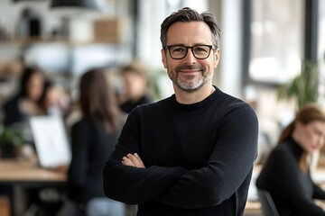 Confident and Skilled Professional in a Modern Co-working Environment