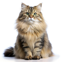 Obraz premium German Longhair cat with white background