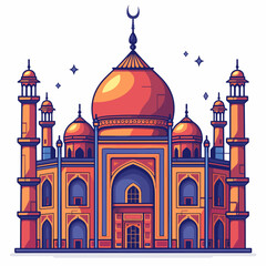 Obraz premium Taj Mahal icon. Vector illustration in flat cartoon style.