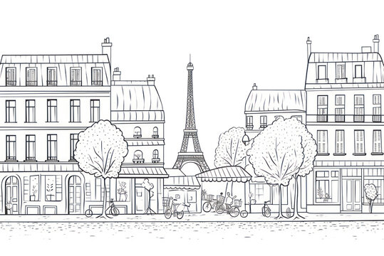 PNG Paris street architecture building drawing.