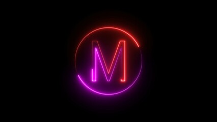 Neon Red and Purple Color Glowing Letter Illustration.