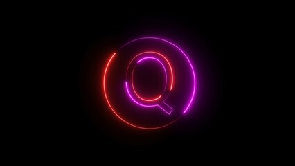 Neon Red and Purple Color Glowing Letter Illustration.