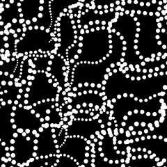 Black and white thread lines on black background abstract seamless pattern . Psychedelic endless background for interior decor, wallpaper, wall panel, textile, poster, web banner, image of blog. 