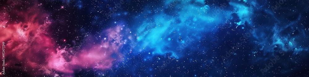 Poster a futuristic abstract space background showcasing overlapping galaxy patterns in shades of royal blu