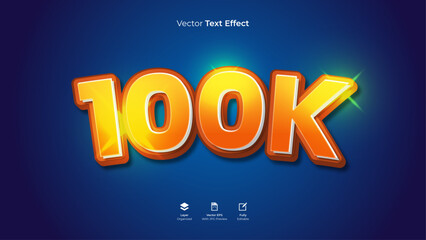 100k celebration editable 3d text effect template vector typography design