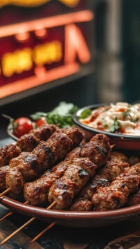 closeup of kababs on the table