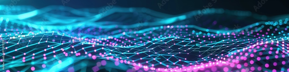Poster a futuristic digital glitch abstract background featuring pixelated geometric patterns with glitch e