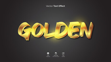 Golden editable 3d text effect template vector typography design