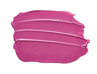 Pink makeup smear of lip gloss or acrylic paint isolated on white background. Texture of pink lipstick or acrylic paint  isolated on white background.