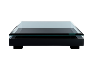 Modern glass coffee table with a sleek design, perfect for enhancing contemporary living spaces and creating an elegant atmosphere.
