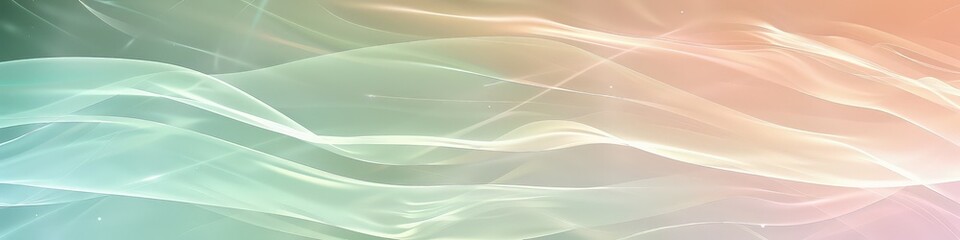Naklejka premium A minimalist abstract galaxy background with gentle curves and soft gradients in shades of mint green, peach, and lavender, creating a serene and polished aesthetic.