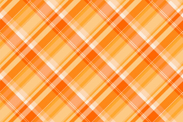 Couch plaid texture background, small tartan vector seamless. Fade textile fabric check pattern in orange and bright colors.