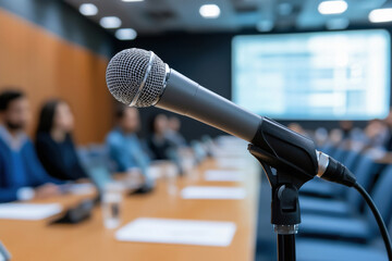 Microphone on stage for opening ceremony and performances
