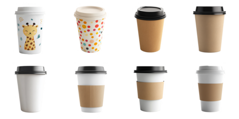 Coffee glass png isolated object set transparent background for all purpose.