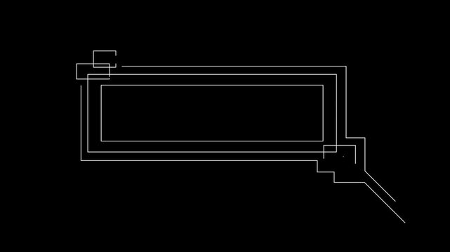 HUD frame element animation. White  on a black background 4K video