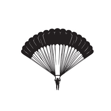 Parachuters silhouette vector. Parachuters logo, icon vector design isolated on white background.