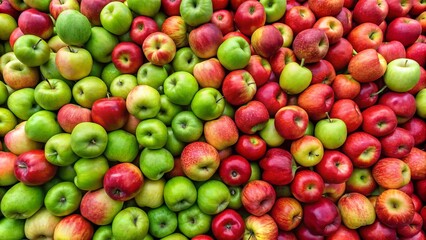 A sea of red and green apples overflows the vendor's cart, a vibrant splash of color amidst the