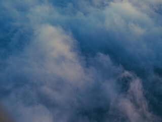 view on clouds from airplane window