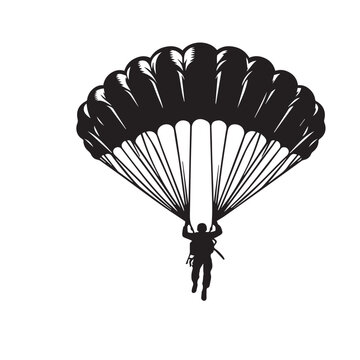 Parachuters silhouette vector. Parachuters logo, icon vector design isolated on white background.