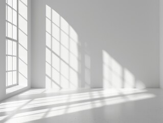 Fototapeta premium A white room with a large window that lets in a lot of light, generative ai image
