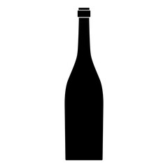 bottle of wine icon silhouette on white background