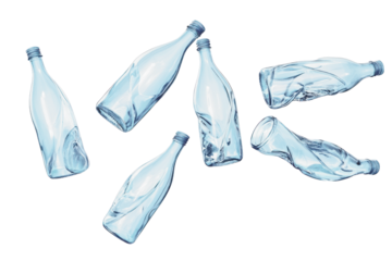 PNG Blue bottles floating abstract recycled.