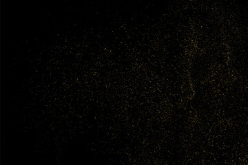 Obraz premium Gold Glitter Texture Isolated on Black Background. Golden stardust. Amber Particles Color. Golden Rain. Vector Illustration, Eps 10.