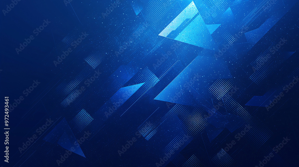 Aufkleber an abstract digital background featuring sharp triangular shapes and a rich blue color scheme, creat