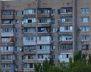 fragment of apartment building in Ukraine